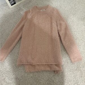 Zara Girls Fluffy Knitwear in Soft Beige